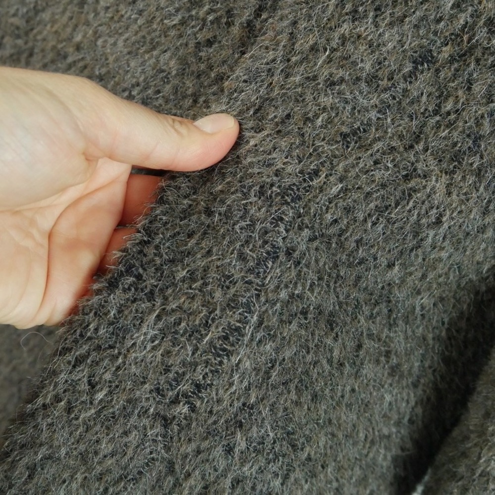 Vintage Alpaca Wool Blend Long Coat Brown Grey Overcoat 12 Quiet Luxury Minimal - Picture 12 of 16